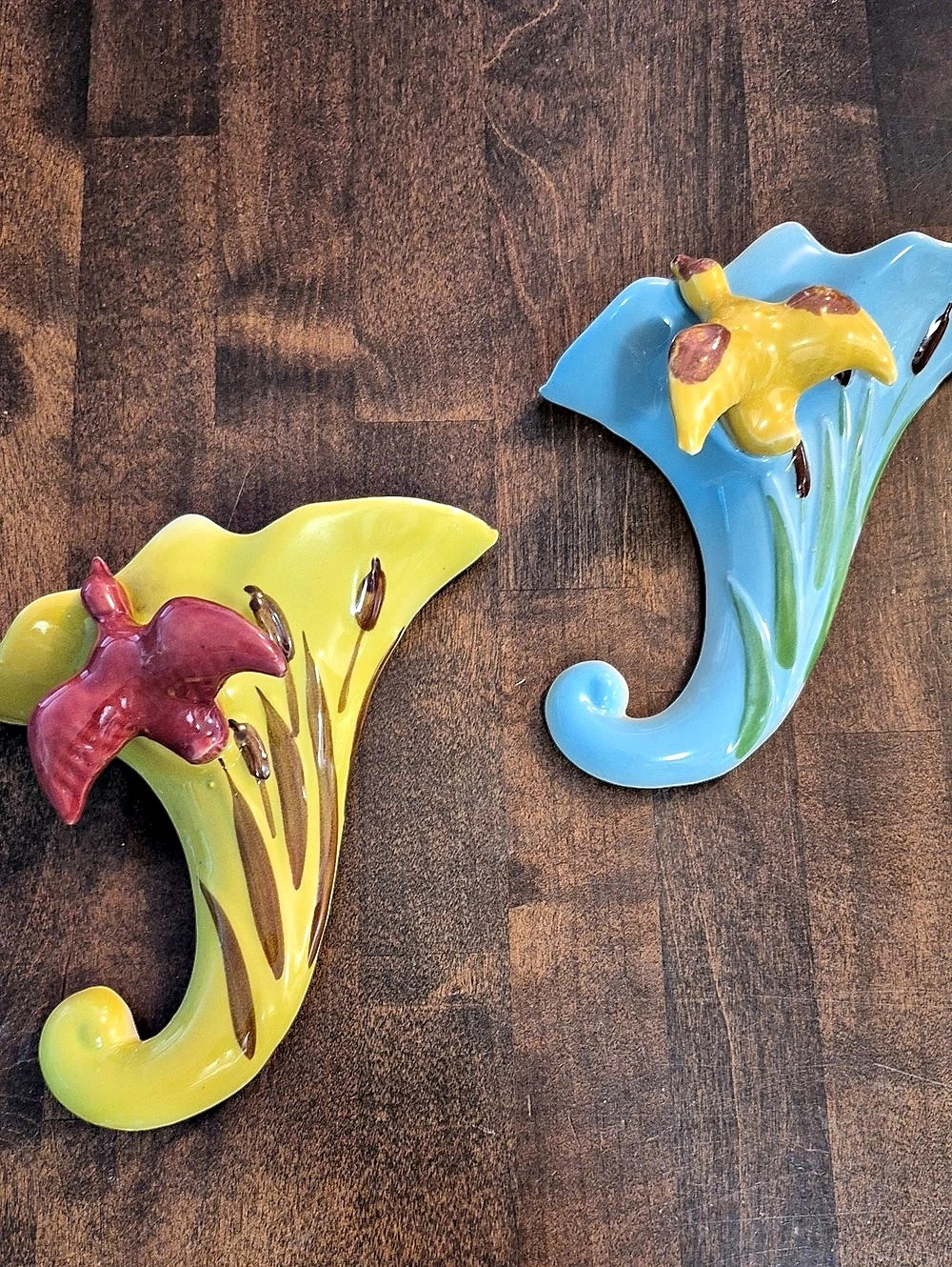 Ceramic Floral Wall Decor Set, Blue & Green